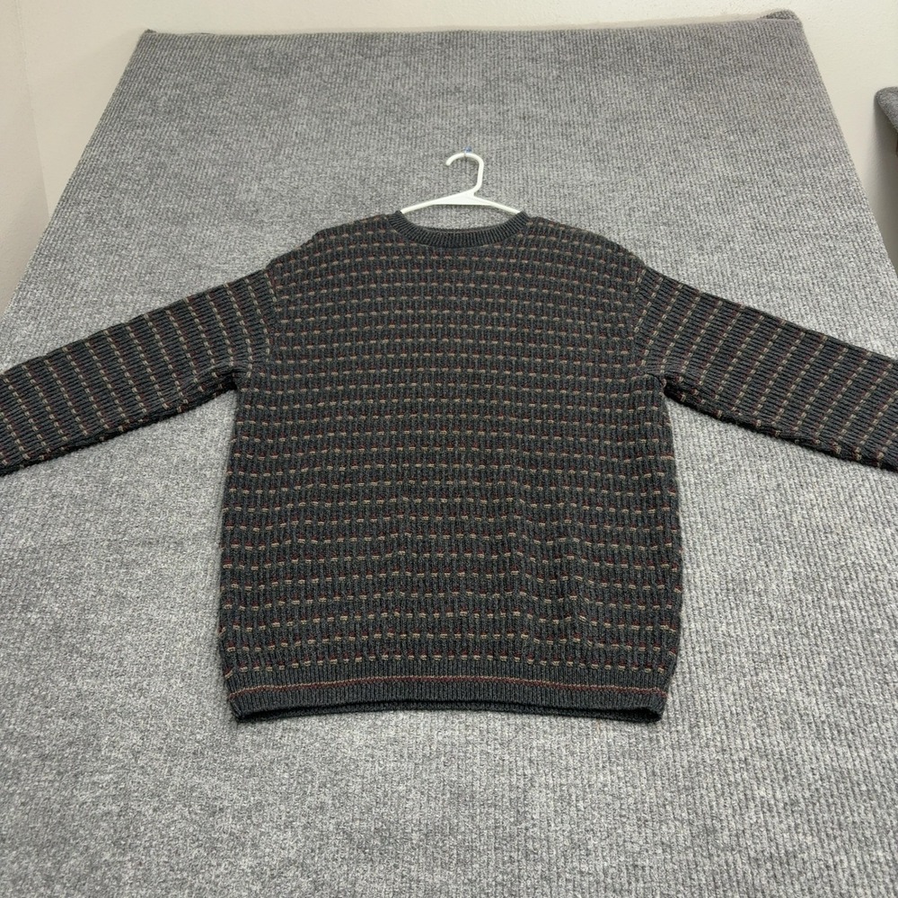 Vintage Bill Blass Sweater Mens XL Gray Cotton Blend Textured Crewneck Retro